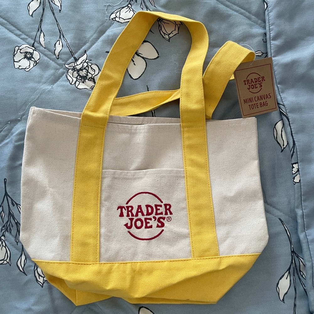 Trader Joe's Yellow and Cream Canvas Tote